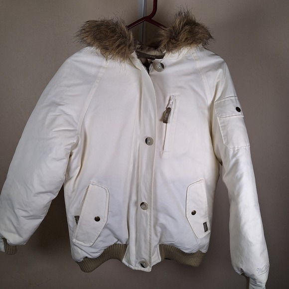 Woolrich Jackets & Blazers - Woolrich‎ Womens Arctic Jacket White Goose Down Faux Fur Hood Bomber  Small